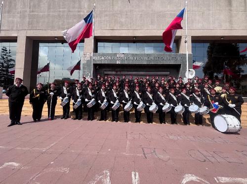 Banda de ex Alumnas SF se lució en desfile de Fiestas Patrias
